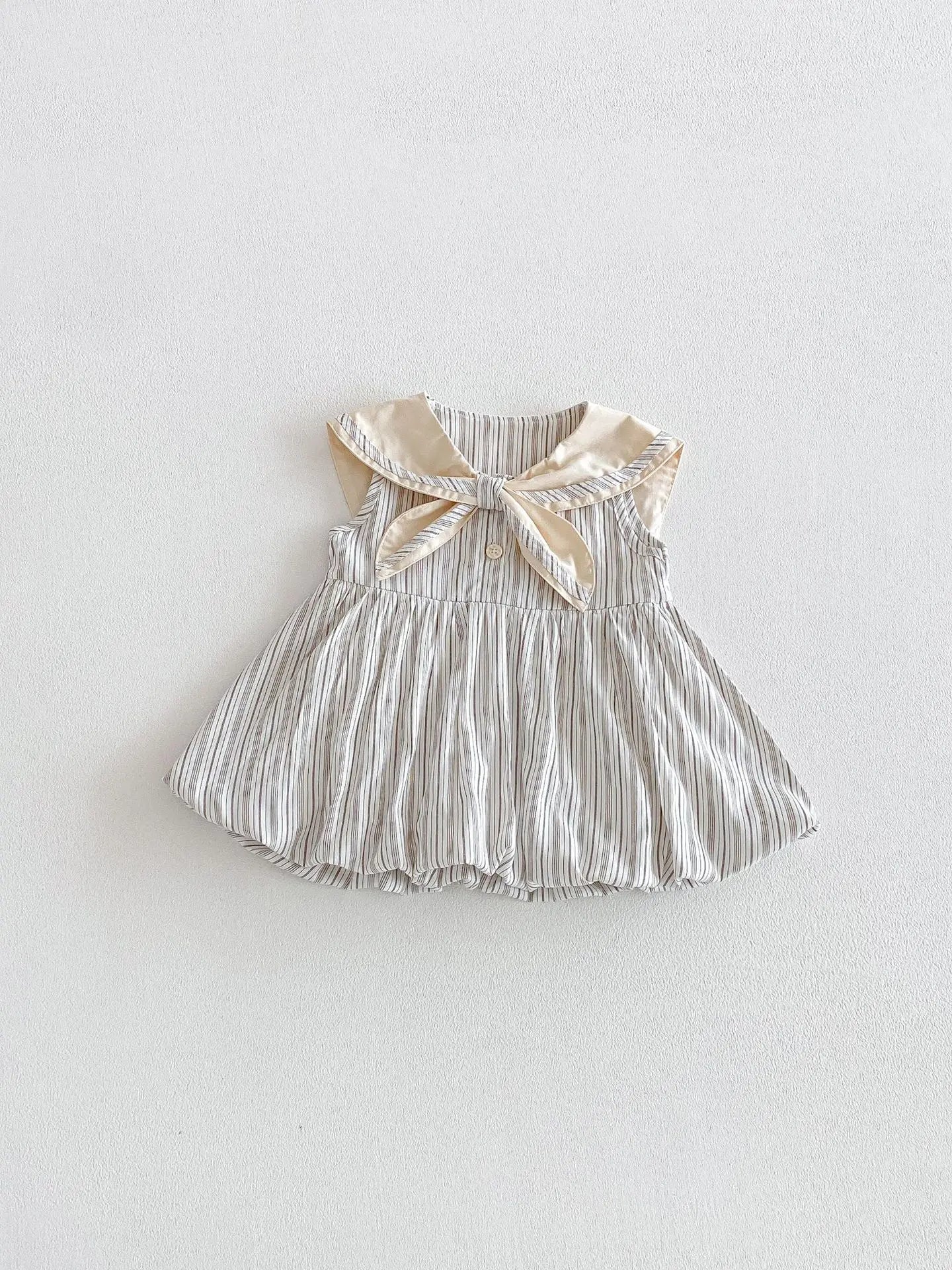 2026 Summer New Girls Preppy Style Striped Vest Dress Cotton Baby Girl Sailor Collar Sleeveless Dress Infant Toddler Clothes