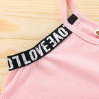 Trendy Summer Children's Sports Clothing Set 2-6Y Patchwork Letter Camisole and Shorts 2Pcs for Girls Kid's Casual Vest Outfit