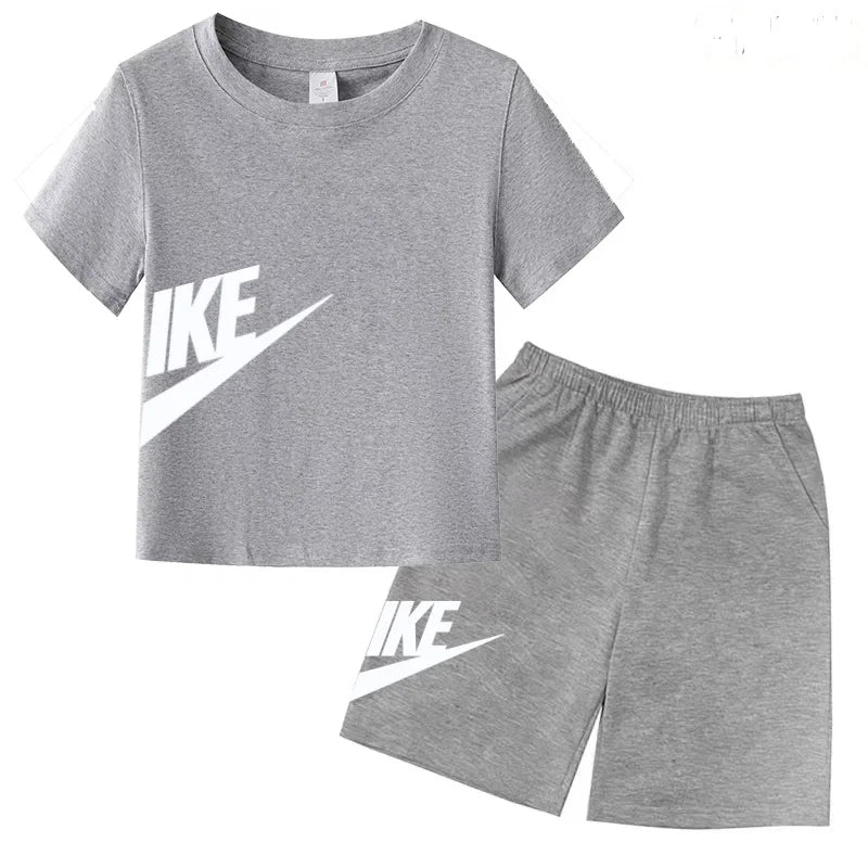 Summer Brand White T-shirt+Shorts Two-piece set Kids New Clothing Fashion Letter Boy Girl3-12Yrs Sports Short-sleeved Casual Set