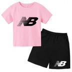 Children's Sports White T-shirts Short-sleeved Shirts and Shorts Sets for Boys Girls Clothing Suitable for Children Aged 3 to13