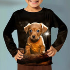 3D Cat Graphic T Shirts Autumn Clothing for Girls O-Neck Streetwear Top Long Sleeve T-Shirt Cartoon Animal Children's T-Shirts