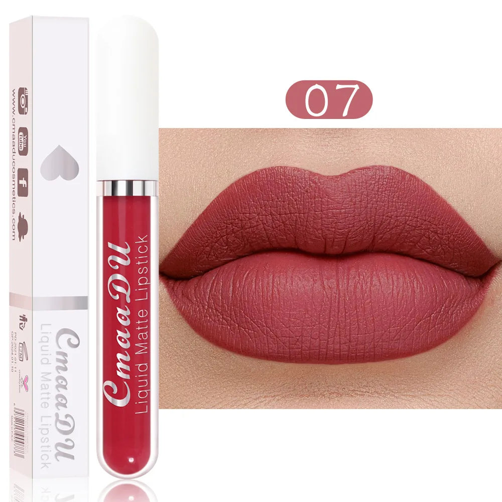 18 Colors Single Velvet Matte Liquid Lipstick Waterproof Non-Stick Waterproof Smudge-Proof Long-Lasting Mist Lip Gloss