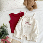 2026 Summer New Girls Sleeveless Clothes Set Baby Girl Sweet Floral Jumpsuit + Vest 2pcs Suit Infant Toddler Cotton Outfits