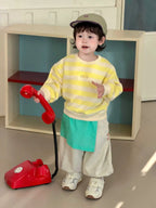 2026 Spring New Baby Long Sleeve Sweatshirt Boys Casual Striped Pullover Infant Girls Cotton Loose Tops Toddler Clothes