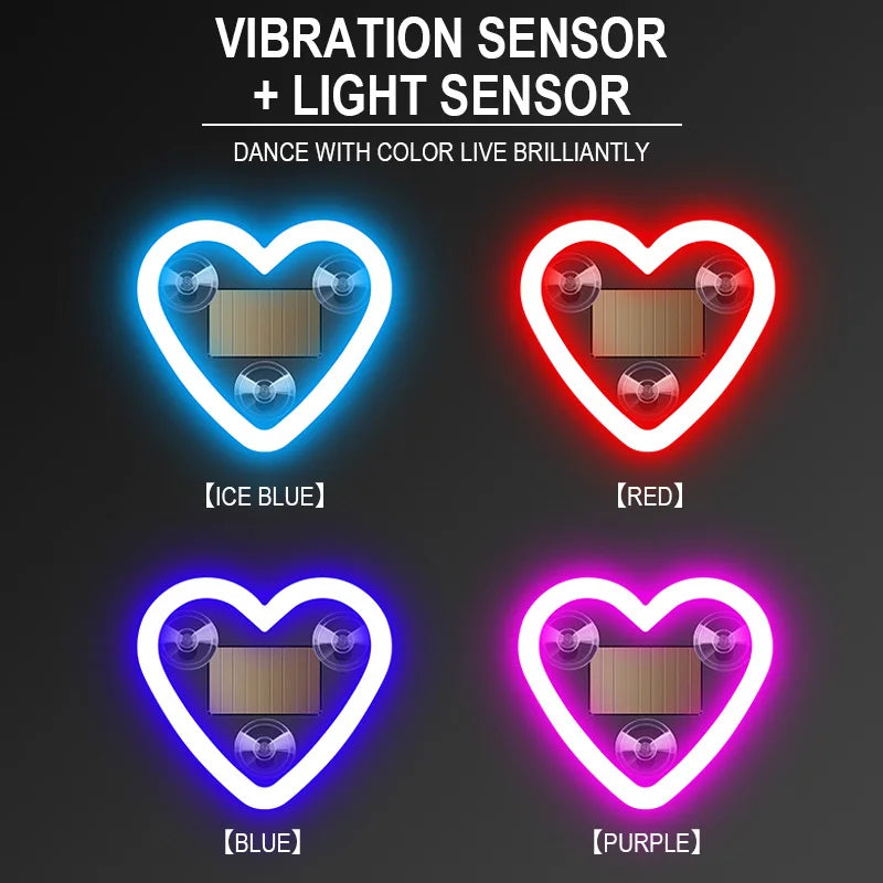 Car LED Love Atmosphere Window Light Decoration Lights Glowing Solar Lights USB Wiring Car Modification Neon Car Decoration