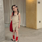 2026 Summer New Children Sleeveless Clothes Set Girls Thin Letter Print Sling Vest + Shorts 2pcs Suit Kids Cotton Outfits