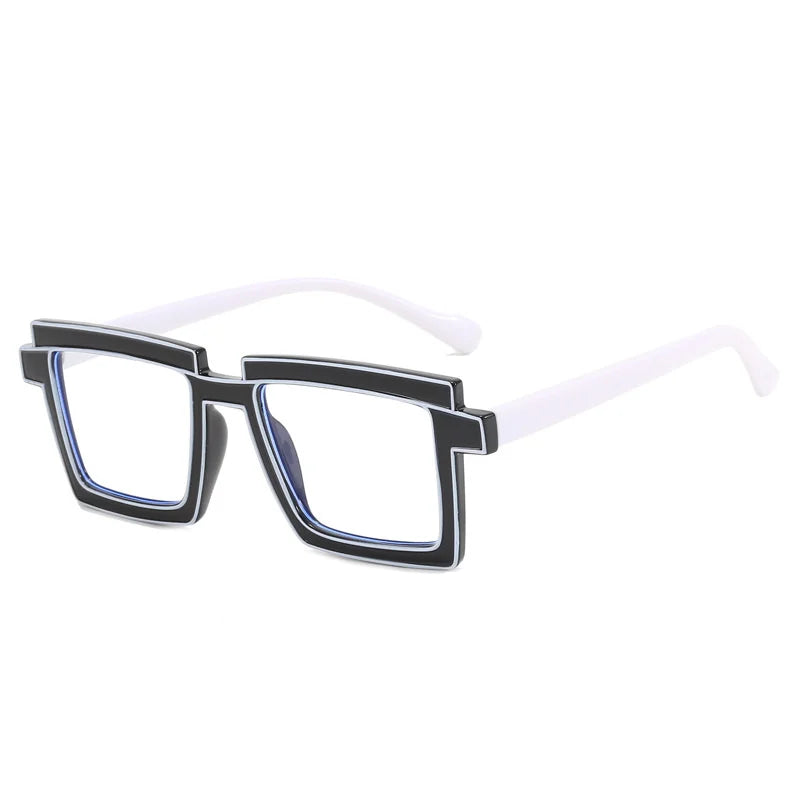 Retro Personality Rectangular Glasses Frame Woman Man Brand Designer Fashion Square Eyeglasses TR90 Eyewear with Pouch & Cloth