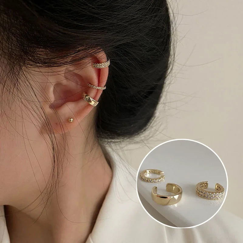 Fashion Exquisite Rhinestone Decor Ear Cuff earring for Woman Ear 2025 Summer New Arrival Christmas Jewelry Gift