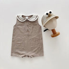 2026 Summer New Baby Sleeveless Bodysuit Cotton Infant Boy Girl Solid Sailor Collar Jumpsuit Newborn Toddler Clothes 0-24M