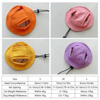 Fashion Cotton Pet Sunshade Cap Solid Color Adjustable Dog Cat Bucket Hat Sun Protection Breathable Pet Sunscreen Tie Hat Travel