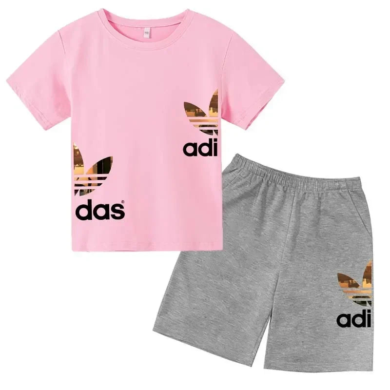 Leisure Letter 2pcs Kids Summer O-neck Short Sleeve T-shirts+Pants Suits 3-13 Years Boys Girls Casual Outfits Children Clothes
