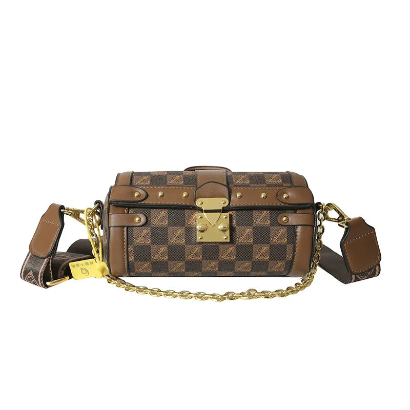 Women's Wide Shoulder Strap Bag Fashion Designers Retro Personality Shoulder Cylinder Crossbody Sling Bags Handbags For Women