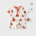 Baby Boys Girls Cotton Jumpsuit Cute Print Breathable 0-24M Toddler Romper Snap Closure Neckline Infant Summer Clothes