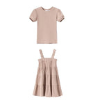 AS 2024 Girls Clothes Short Sleeve 3/4 Kids Boys Clothes For Summer Outfits Girls Clothing Children Ribbed Sets Dress