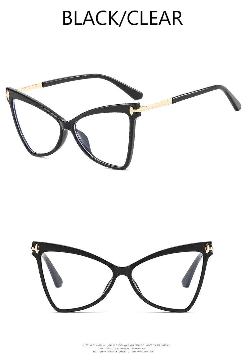 Cat Eye Oversized Glasses Frame TR90 Glasses Personality Fashion Butterfly Computer Glasses Triangle Eyewear 2024