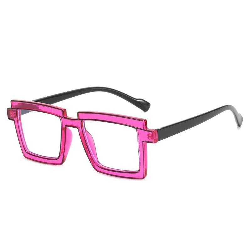 Retro Personality Rectangular Glasses Frame Woman Man Brand Designer Fashion Square Eyeglasses TR90 Eyewear with Pouch & Cloth