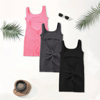 1PCS Backless Yoga Suit U Neck Sleeveless Sports Jumpsuit Solid Colour Threaded Stretch Women Bodysuit Without Bust Pads