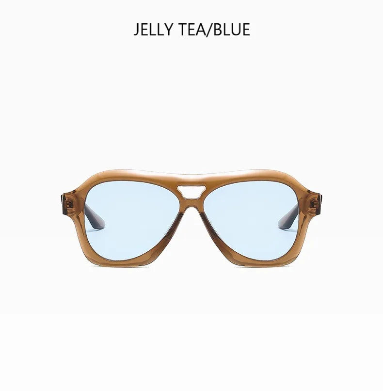 Retro Double Beam Large Frame Sunglasses for Women New Retro Fashion Brand Square Sun Glasses Eyeglasses Men Lentes De Sol Mujer
