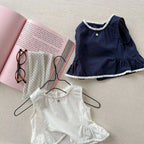 2026 Summer New Girls Sleeveless Shirts Solid Cute Baby Girl Sweet Lace Blouse Toddler Cute Thin Cotton Tops Kids Clothes