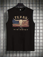 Men's summer casual sports loose wild west bull head pattern print comfortable and breathable round neck sleeveless vest