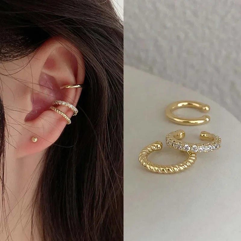 Fashion Exquisite Rhinestone Decor Ear Cuff earring for Woman Ear 2025 Summer New Arrival Christmas Jewelry Gift