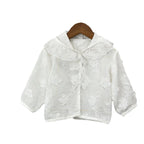 2026 Summer New Children Long Sleeve Coat Girls Flower Lace Embroidery Sunscreen Clothing Kids Toddler Hooded Cardigan Jacket