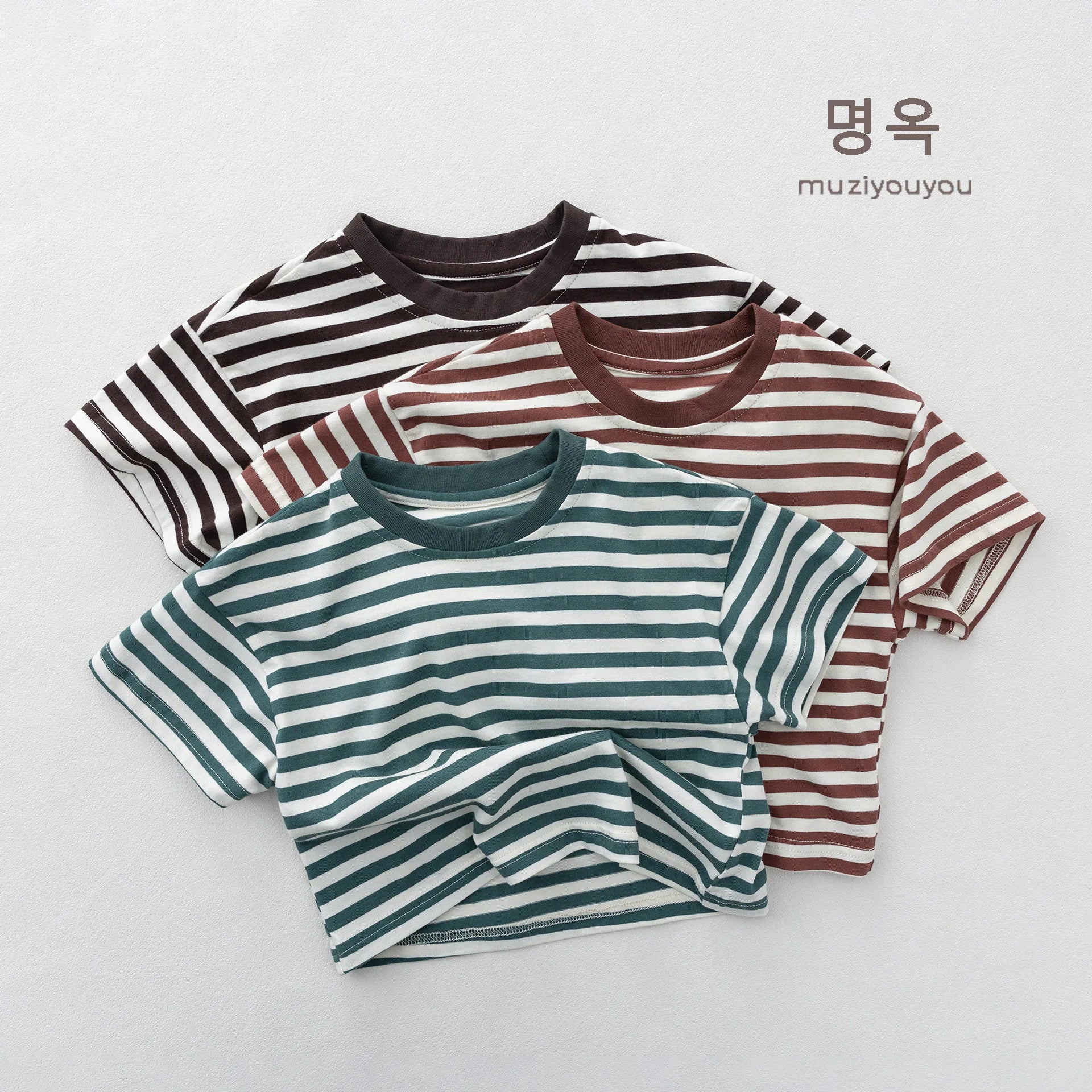 2026 Summer New Children Short Sleeve T Shirts Boys Casual Striped Tee Toddler Girls Cotton Loose Tops Kids Clothes
