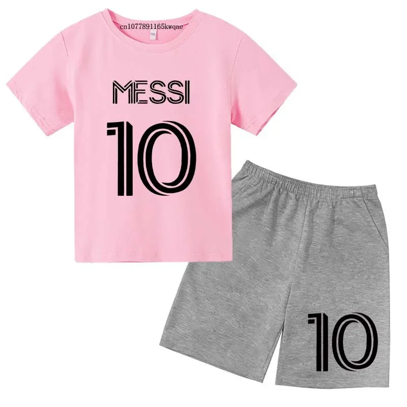3-12Y Kids Summer Casual Letter Print 2-Piece Set Soft T-Shirt & Pants Suits for Boys & Girls