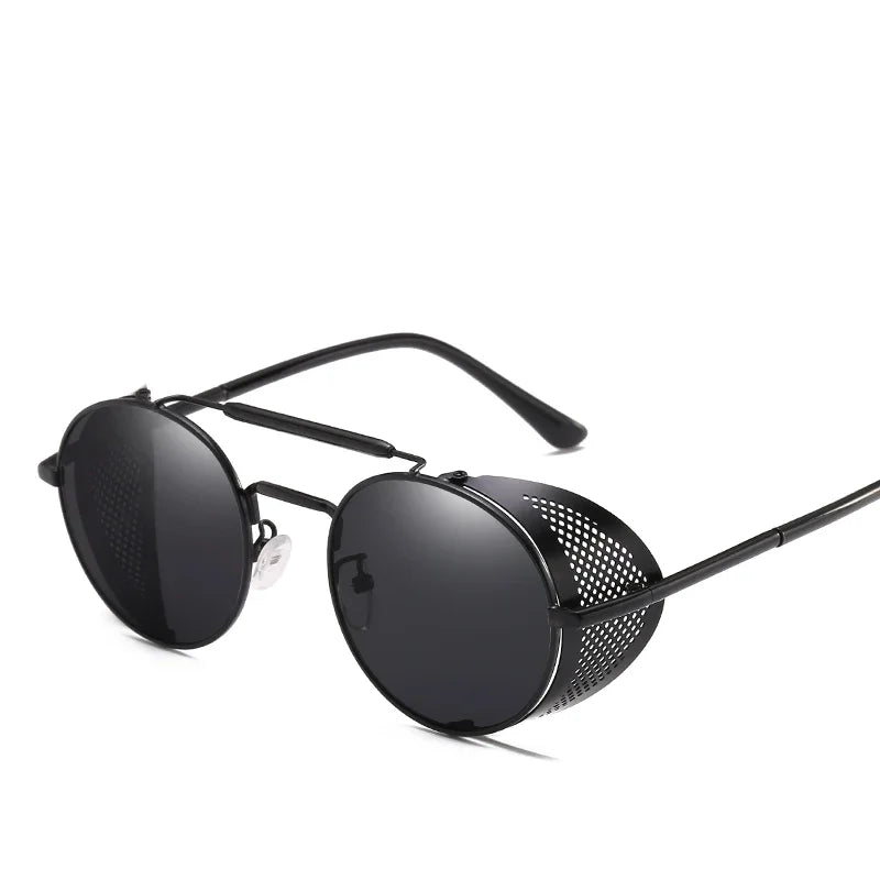Trendy Retro Steampunk Sunglasses Men Brand Designer Round Steam Punk Alloy Sun Glasses Goggle For Women UV400 Gafas de Sol