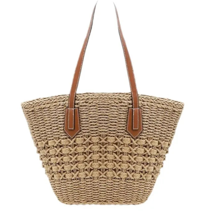 Large Capacity  Women's Shoulder Bag Basket Straw Bag For Women Summer Beach Vacation Handbag Tote Bag Travel Beach Bag