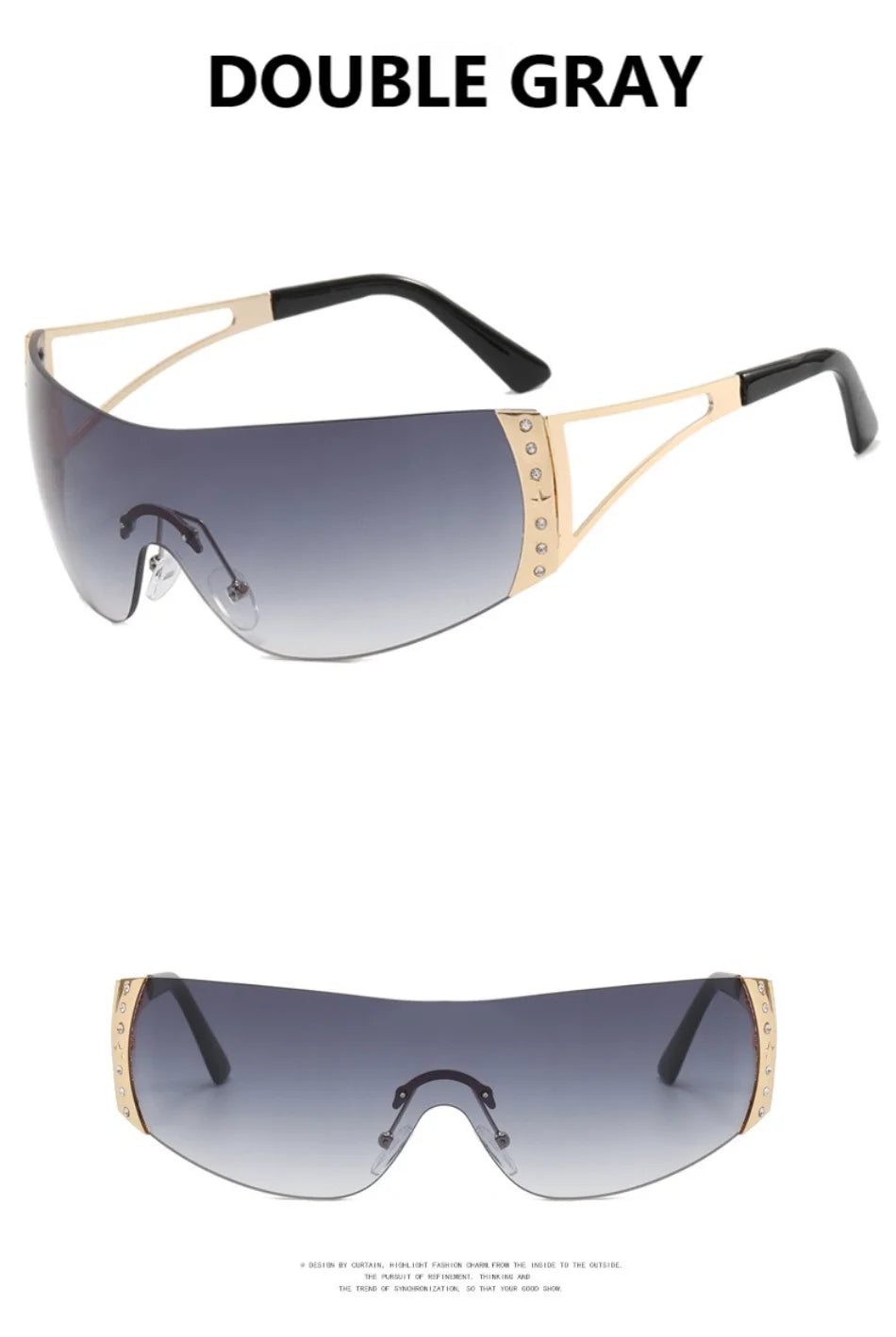 Cyberpunk Y2K Sunglasses Women Fashion Rimless One Piece Sun Glasses Men Vintage Shades 2000S Accessories 90S Gradient Glasses