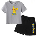 Children's Summer Set Boys and Girls Version Round-neck Cartoon Sports T-shirt - Short-sleeved Short Pants Set Clothing 3-13