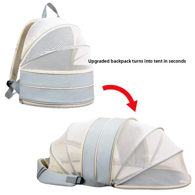 Breathable Expandable Pet Backpack for Cats & Dogs Convertible Carrier with Ventilation Hands-Free Travel Bag & Portable Pet Bed
