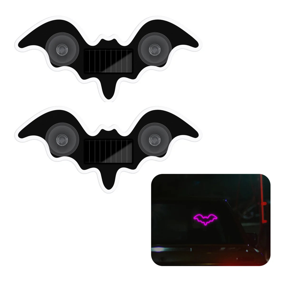 1/2pcs Cool Bat Solar Powered Car Neon Light Wireless Led Ambient Light Suction Cup USB Rechargeable Atmosphere Breathing Lamp