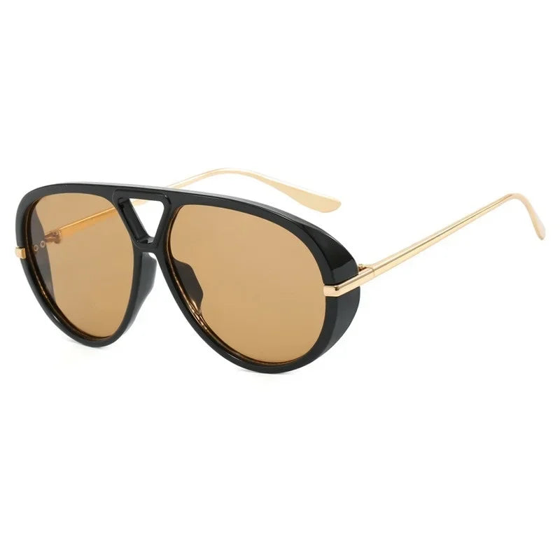 Vintage Retro Metal Double Bridges Round Sunglasses Women Brand Fashion Punk Gradient Shades Trending Sun Glasses Eyewear UV400