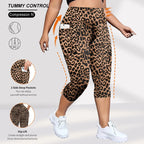 Leopard Print Yoga Pants High Waist Tummy Control Butt Lift Plus Size Fitness Running Leggings
