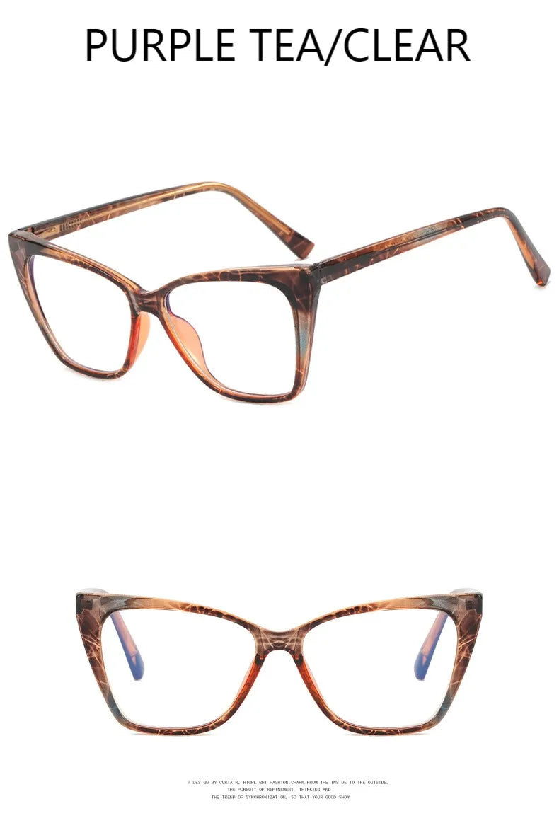 Fashion TR90 Retro Cat Eye Anti-blue Light Glasses Frame Women New Ultra-light Frame Glasses