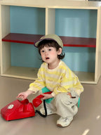 2026 Spring New Baby Long Sleeve Sweatshirt Boys Casual Striped Pullover Infant Girls Cotton Loose Tops Toddler Clothes