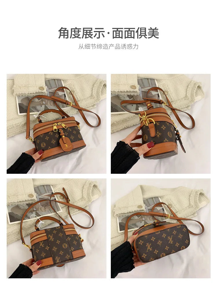 Brand Designer Women's Printed Box Bag Handbags Ladies Retro Patchwork Handbags Wild Portable Shoulder Corssbody Cosmetic Bag