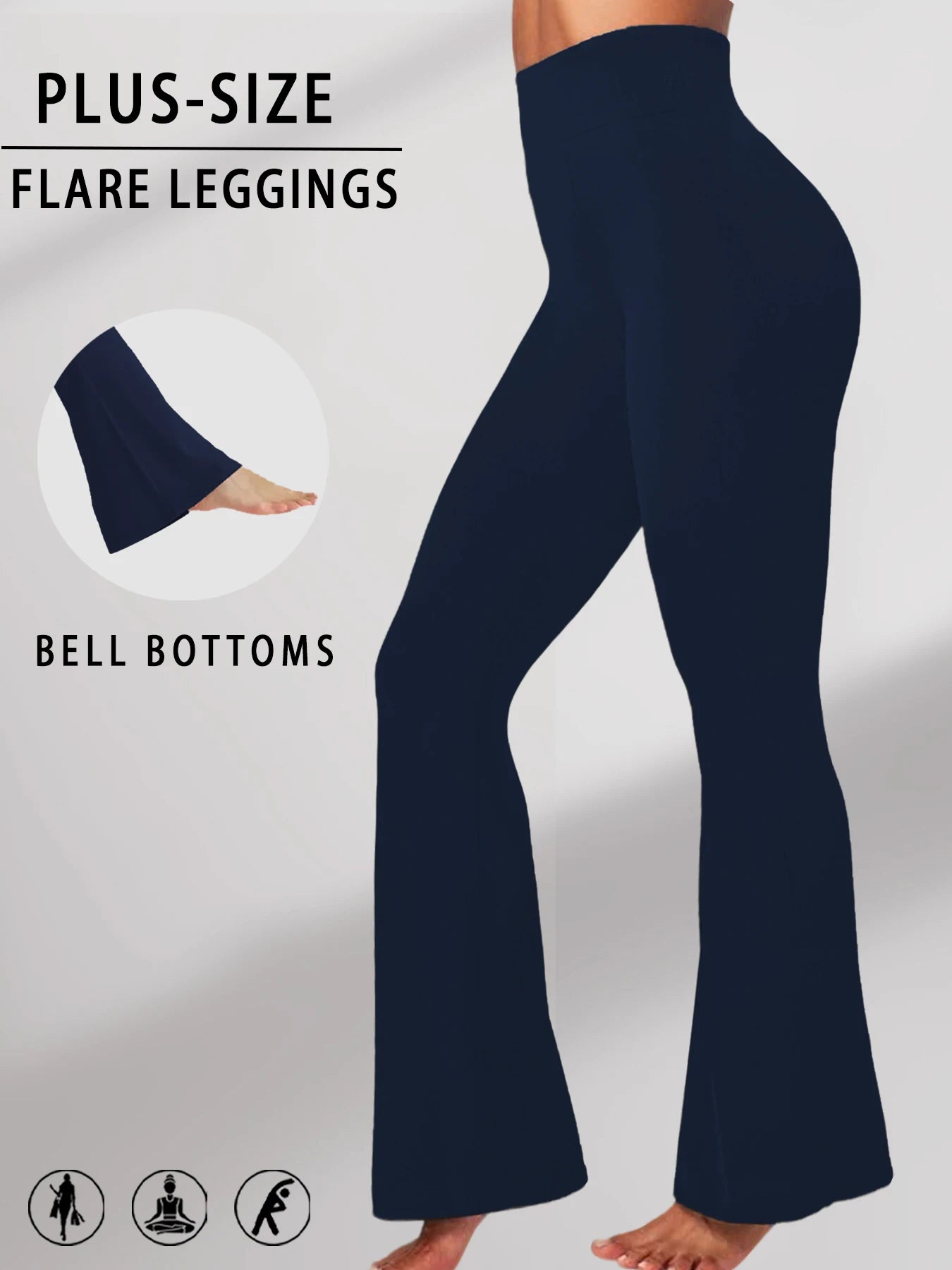 Plus Size Women's Super Soft Flare Pants High Waisted Tummy Control Workout Yoga Push Up Gym Fitness Long Leggings Bell Bottoms