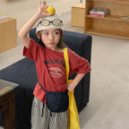 2026 Summer New Children Short Sleeve T Shirts Cotton Boys Letter Print Casual Tee Baby Girls O-neck Loose Tops Kids Clothes