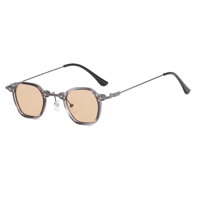 Retro Square Sunglasses Men Small Frame Sun Glasses Women New Fashion Polygonal Metal Eyeglasses Shadow UV400