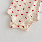 2026 Summer New Baby Sleeveless Sling Bodysuit Cute Infant Girl Heart Print Jumpsuit Cotton Toddler Sling Newborn Clothes 0-24M