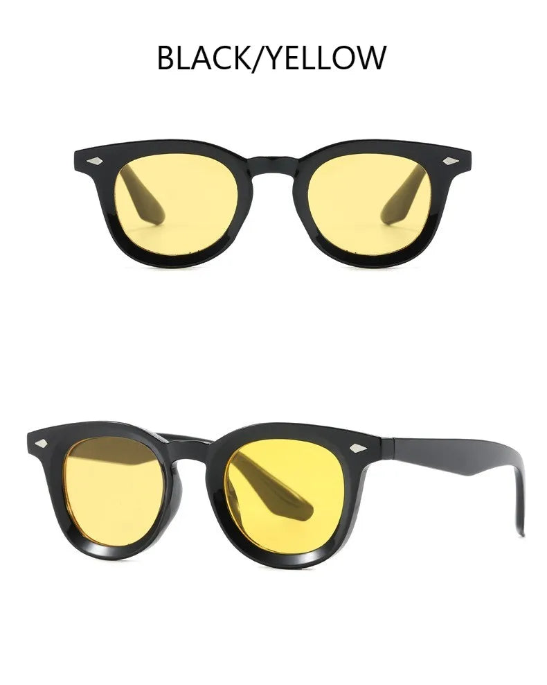 Vintage Punk Square Sunglasses Women Brand Fashion Concave Sun Glasses Men Shades UV400 Olive Green Leopard Rivets Eyewear