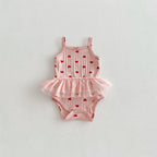 2026 Summer New Baby Sleeveless Sling Bodysuit Cute Infant Girl Heart Print Jumpsuit Cotton Toddler Sling Newborn Clothes 0-24M