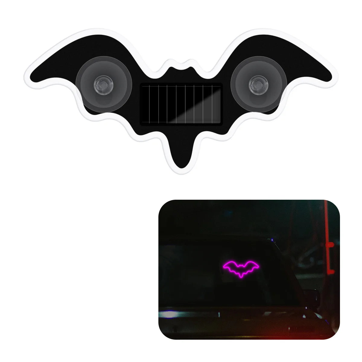 Bat-shaped Universal Solar Power Atmosphere Light Dynamic Gradient LED Fit Car Interior Ambient Light Decoration Accessory RGB