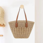 Large Capacity  Women's Shoulder Bag Basket Straw Bag For Women Summer Beach Vacation Handbag Tote Bag Travel Beach Bag