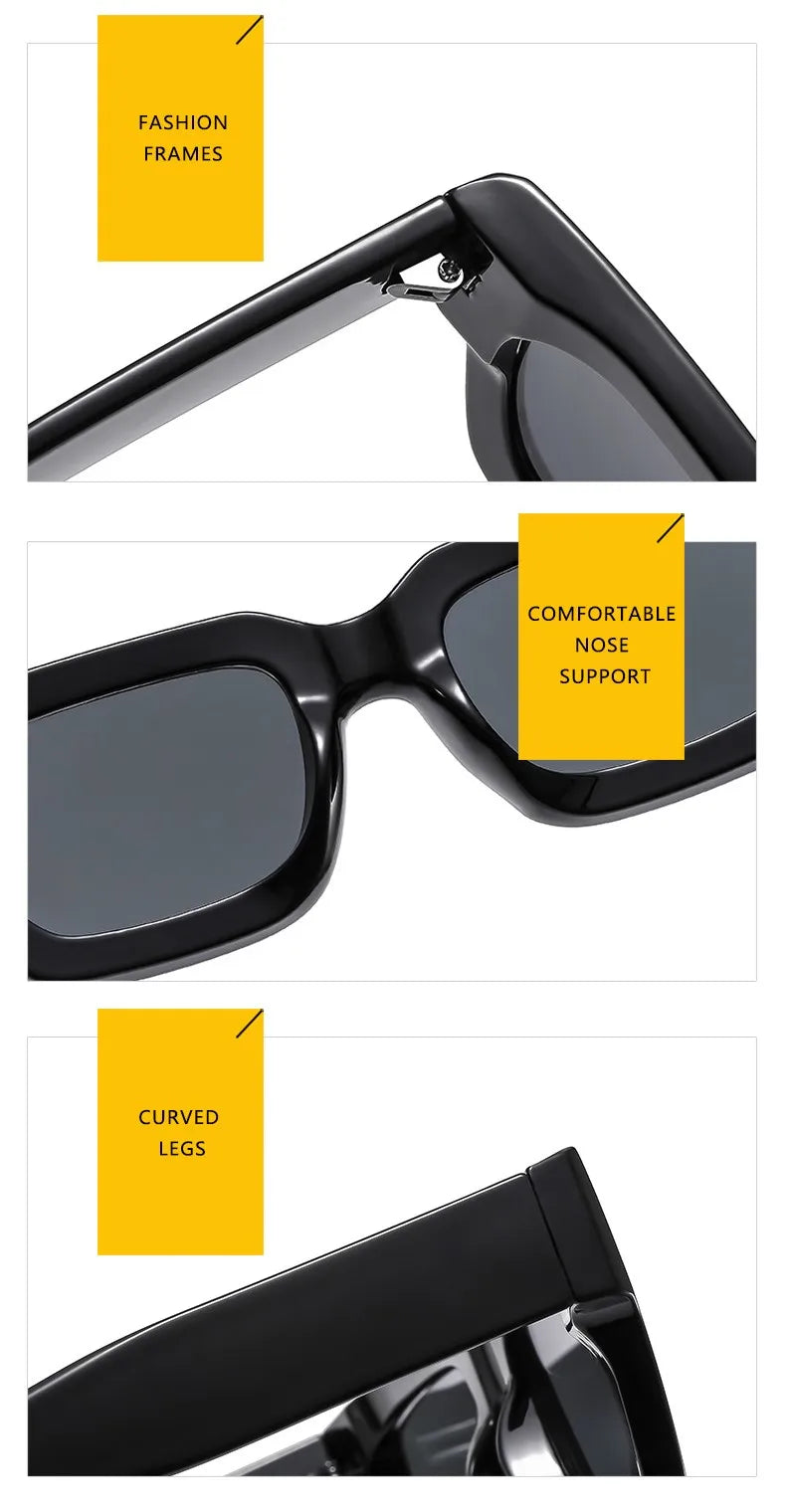 Fashions Retro Square Sunglasses Men Cat Eye Sun Glasses Brand Rectangle Eyewear UV400 Summer Shades Vintage Punk Eyeglasses