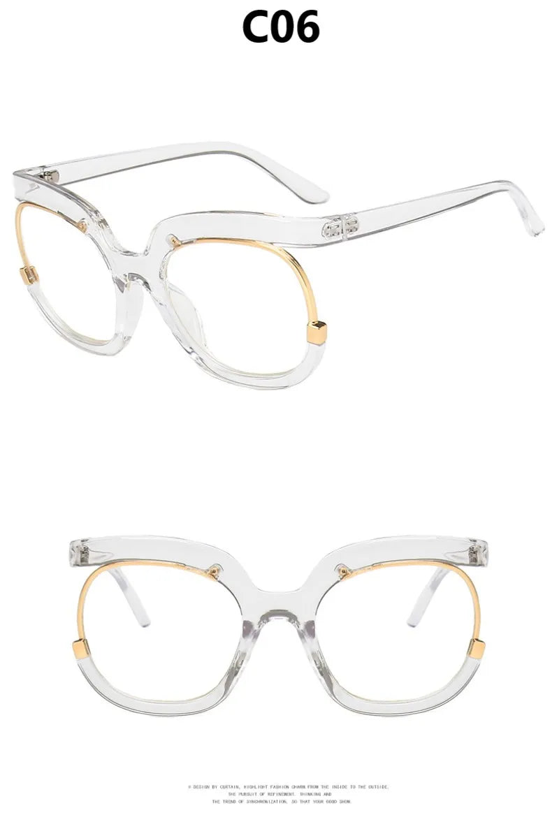 2023 Ins Rainbow Frame Fashion Retro Round Anti Blue Light Women Glasses Vintage Oversized Colourful Frame Clear Eyeglasses