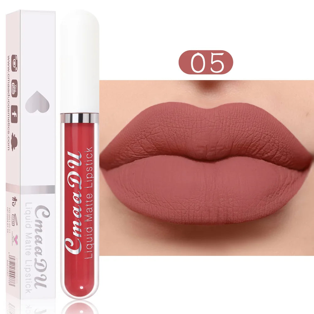 18 Colors Single Velvet Matte Liquid Lipstick Waterproof Non-Stick Waterproof Smudge-Proof Long-Lasting Mist Lip Gloss